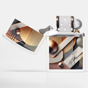 Luxury Geometric Marble and Gold Lighter