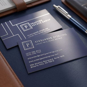 Luxury Geometric Minimalist Monogram Design Foil Business Cards