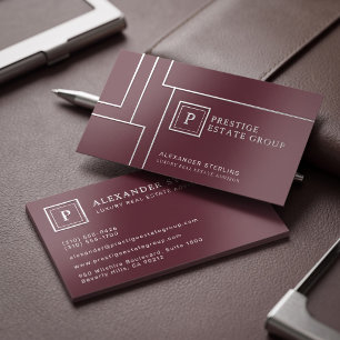 Luxury Geometric Minimalist Monogram Design Foil Business Cards