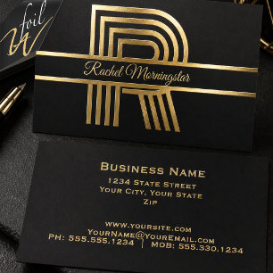 Luxury Geometric Monogram Gold Foil Business Cards