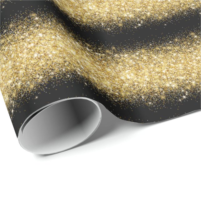 Luxury Gift Popular Black Gold Glitter Wrapping Paper (Roll Corner)