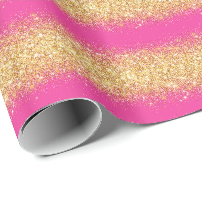 Luxury Gift Popular Pink Gold Glitter Wrapping Paper (Roll Corner)