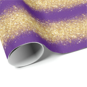 Luxury Gift Popular Purple Gold Glitter Wrapping Paper