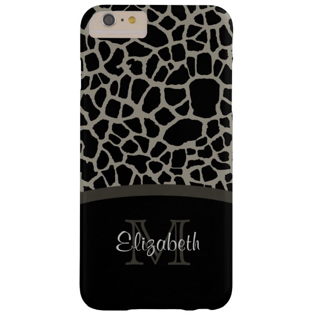 Luxury Giraffe Print Elegant Monogram and Name Case-Mate iPhone Case (Back)