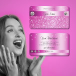 Luxury Girly Pink Glitter Sparkling Stars Diamonds Business Card at Zazzle