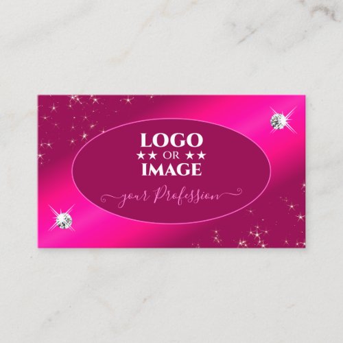 Luxury Girly Pink Glitter Stars Diamonds with Logo Business Card
