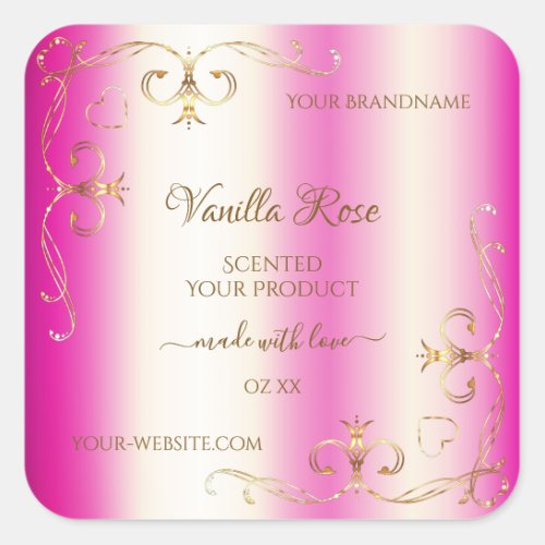 Luxury Girly Pink Gold Ornate Border Product Label