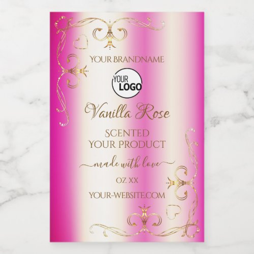 Luxury Girly Pink Gold Ornate Product Labels Logo