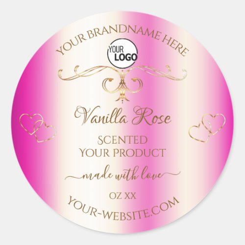Luxury Girly Pink Gold Ornate Product Labels Logo