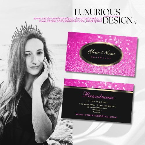 Luxury Girly Pink Sparkle Glitter Noble Elegance Business Card
