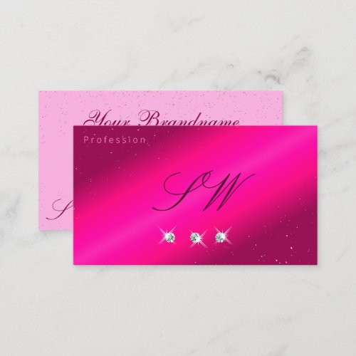 Luxury Girly Pink Sparkle Stars Diamonds Initials Business Card