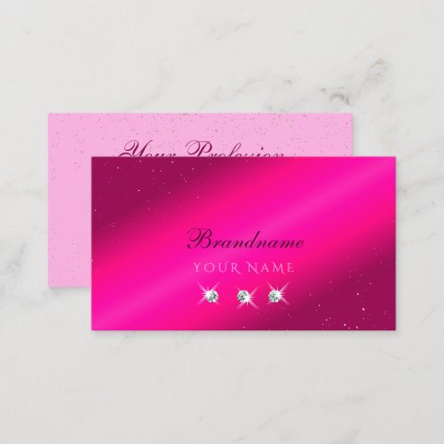 Luxury Girly Pink Sparkle Stars Diamonds Stylish Business Card