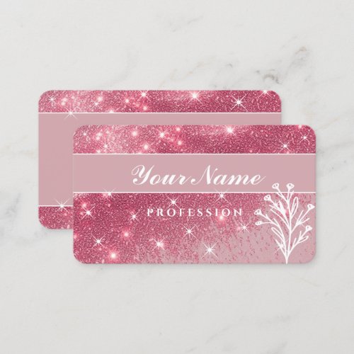 Luxury Girly Vintage Pink Glitter Sparkling Stars Business Card