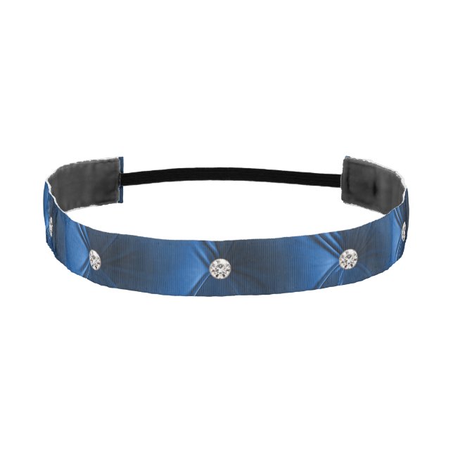 Luxury Glam Blue Faux Velvet  Athletic Headband (Front)