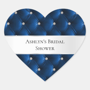 Luxury Glam Blue Faux Velvet Heart Sticker