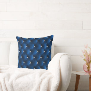 Luxury Glam Blue Soft Grey Faux Velvet Throw Pillow