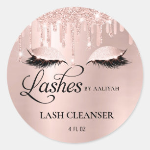 Luxury Glam Blush Rose Gold Lash Bath Cleanser Classic Round Sticker