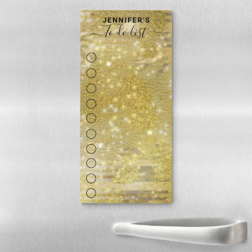 Luxury Glam Chic Faux Gold Glitter Foil To Do List Magnetic Notepad