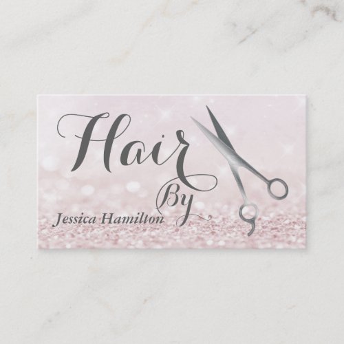 Luxury glam elegant faux glitter silver scissors business card