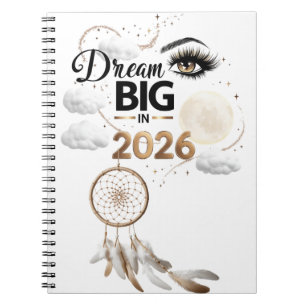 Luxury Glam Eye "Dream Big 2026" Spiral Photo Note Notebook