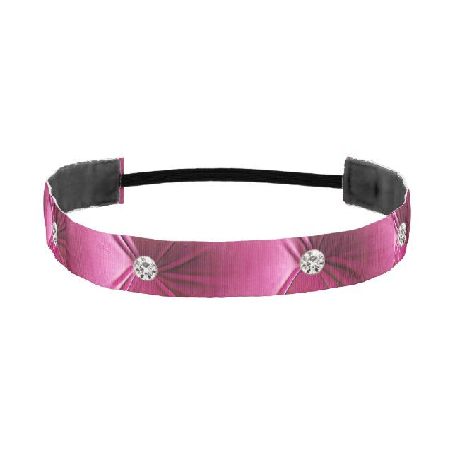Luxury Glam Girly Pink Faux Velvet  Athletic Headband (Front)