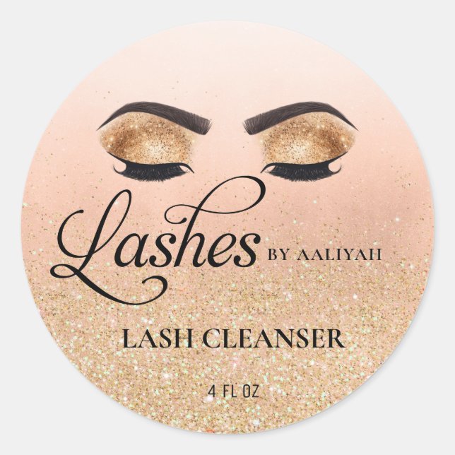 Luxury Glam Gold Eyelash Cleanser Lash Bath Classic Round Sticker (Front)