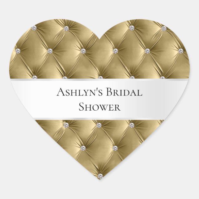 Luxury Glam Gold Faux Velvet Heart Sticker (Front)