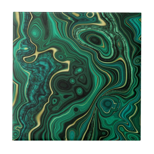 Luxury Glam Green Colorful Abstract Pattern Ceramic Tile (Front)