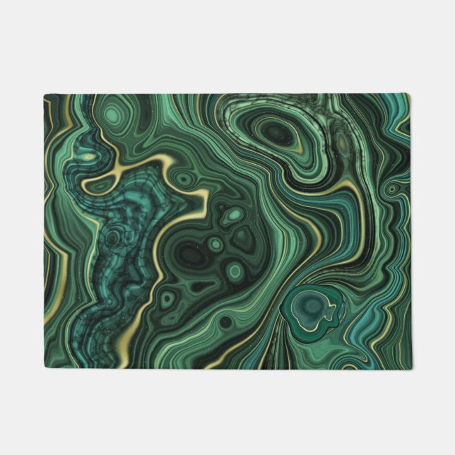 Luxury Glam Green Colorful Abstract Pattern Doormat (Front)