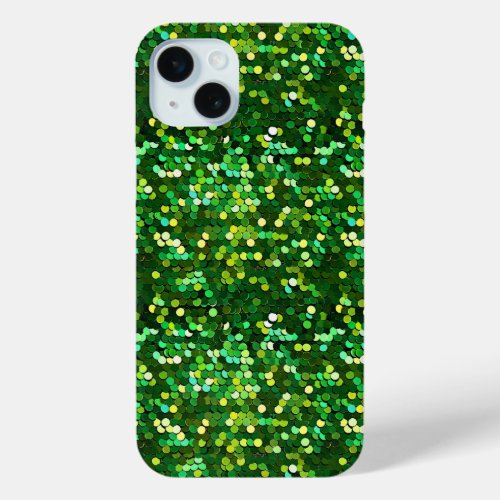 Luxury Glam Green Shimmering Sequin Digital iPhone 15 Plus Case