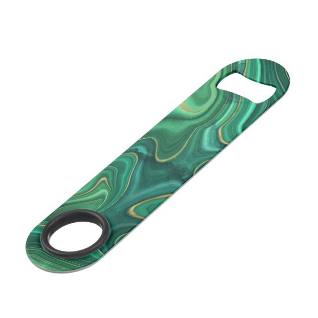 Luxury Glam Green Yellow Abstract Pattern Bar Key (Front Angled)