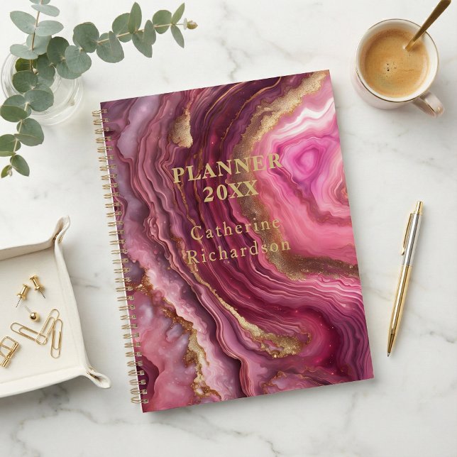 Luxury Glam Magenta Purple Agate & Gold Geode Planner (Creator Uploaded)