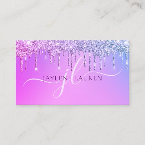 Luxury Glam Monogram Purple Business Card