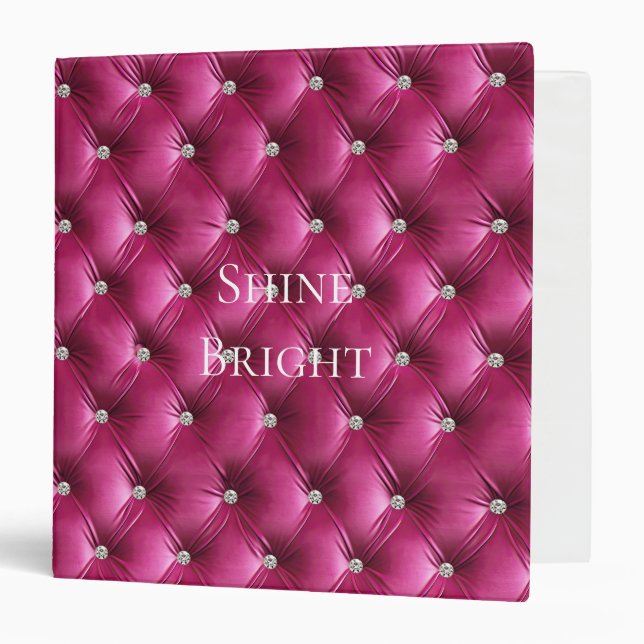 Luxury Glam Pink Faux Velvet  3 Ring Binder (Front/Inside)