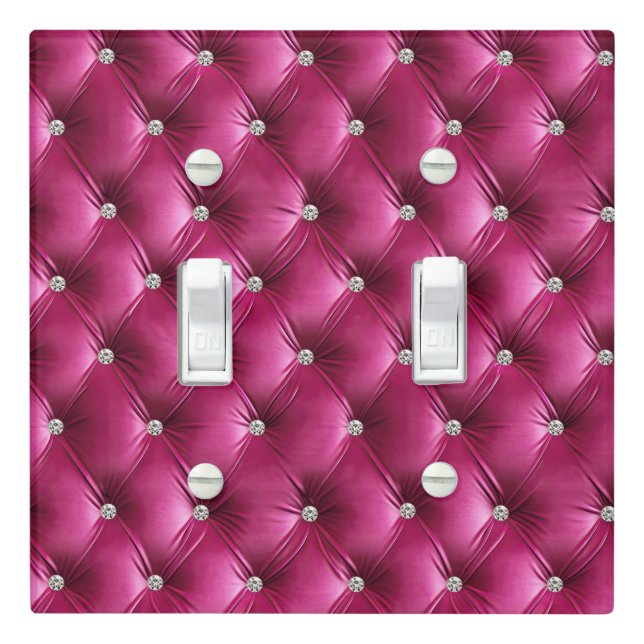 Luxury Glam Pink Faux Velvet Light Switch Cover (In Situ)