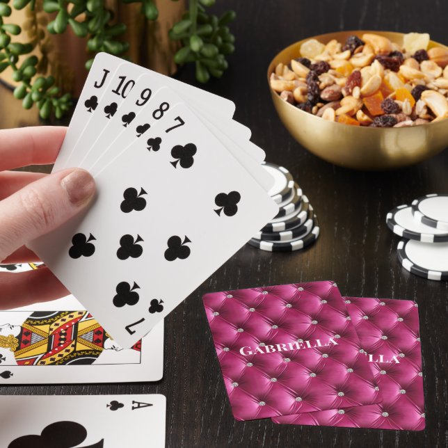 Luxury Glam Pink Faux Velvet Poker Cards (In Situ)