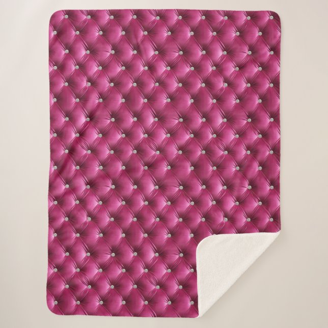 Luxury Glam Pink Faux Velvet  Sherpa Blanket (Front)