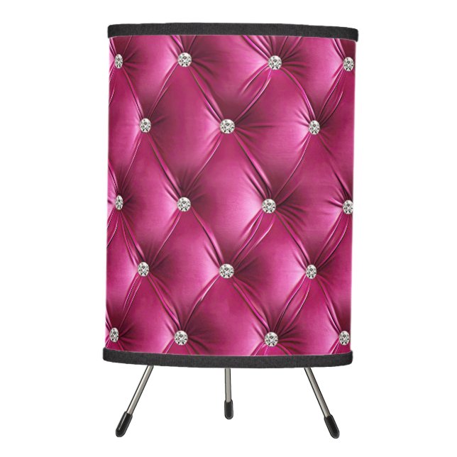 Luxury Glam Pink Faux Velvet  Tripod Lamp (Front)