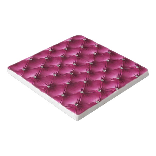 Luxury Glam Pink Faux Velvet Trivet (Corner)