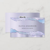 Luxury Glam Purple QR Code Fashion Trendy Modern Business Card