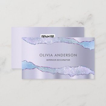 Luxury Glam Purple Qr Code Fashion Trendy Modern Business Card by MG_BusinessCards at Zazzle