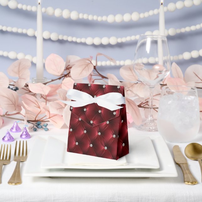 Luxury Glam Red Faux Velvet Favor Boxes (Wedding)