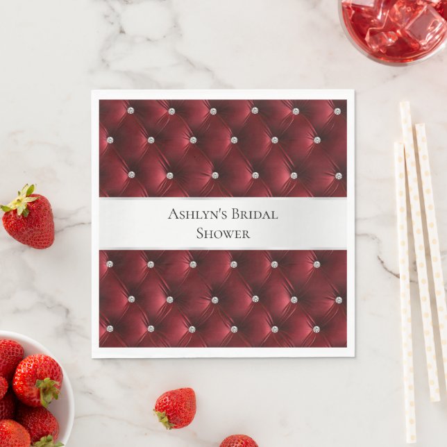 Luxury Glam Red Faux Velvet Napkins (Insitu)