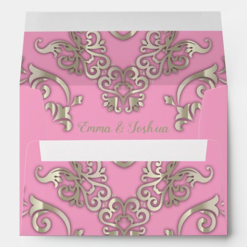 Luxury Glam Romantic Chic Pink  Gold Custom Name Envelope