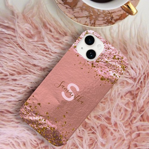 Luxury Glam Rose Gold Foil Glittery Chic Stylish Case_Mate iPhone 14 Case