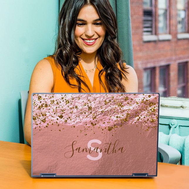 Luxury Glam Rose Gold Foil Glittery Chic Stylish HP Laptop Skin (Creator Uploaded)