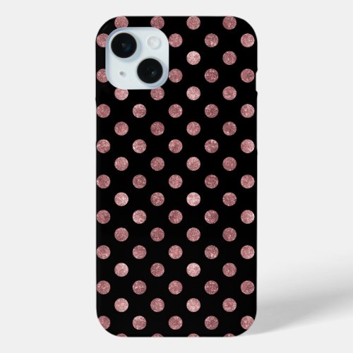 Luxury Glam Rose Gold Glitter Polka Dots Pattern  iPhone 15 Plus Case