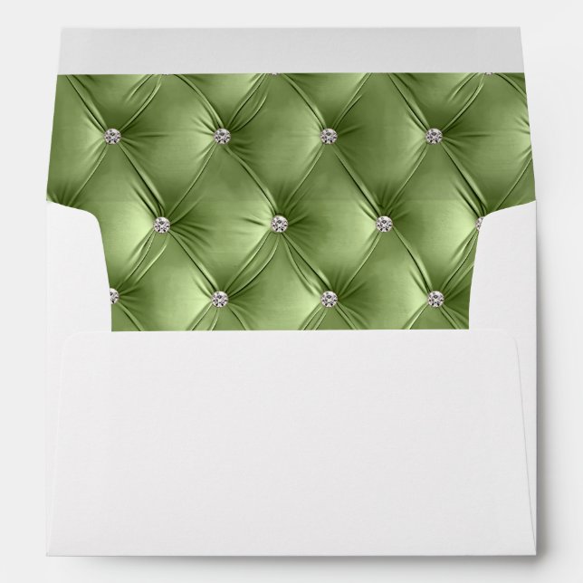Luxury Glam Sage Green Faux Velvet Christmas Envelope (Back (Bottom))