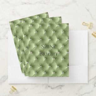 Luxury Glam Sage Green Faux Velvet  Pocket Folder