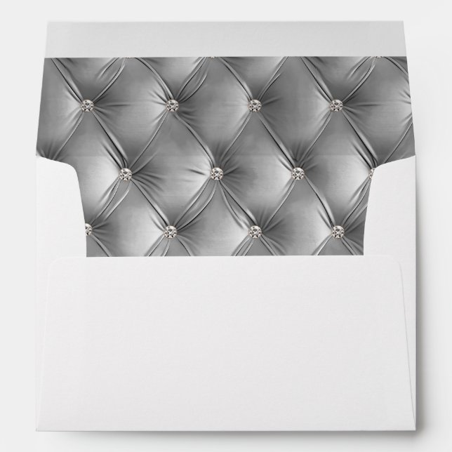 Luxury Glam Soft Grey Faux Velvet Christmas Envelope (Back (Bottom))